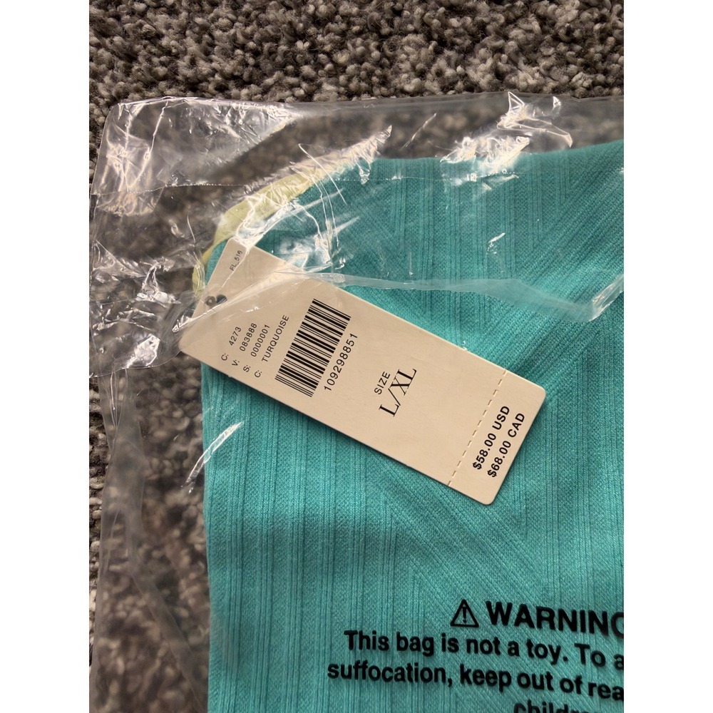 Anthropologie Rope It In Tank L/XL Ribbed Knit Racerback Crop Turquoise NEW - Picture 4 of 7
